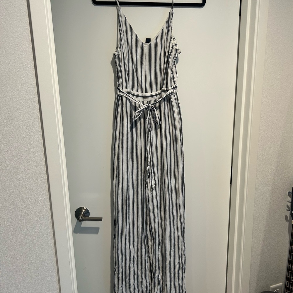 American Eagle Outfitters Black and White Striped Jumpsuit
